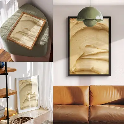 Leinwand-Kunstdruck mit cremiger Masse in glatter Konsistenz