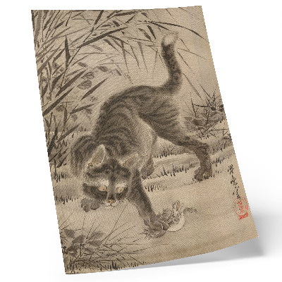 Kunstdruck leinwand Eine Katze fängt einen Frosch von Kawanabe Kyosai