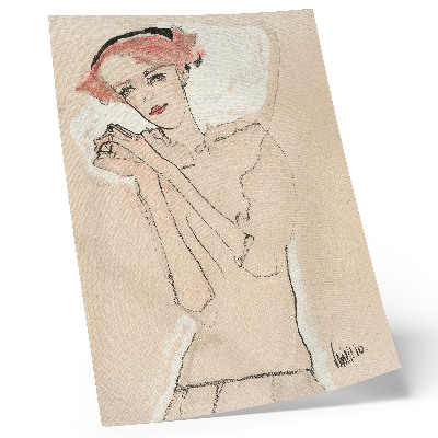 Kunstdruck leinwand Porträt einer Frau (1910) von Egon Schiele – eine weibliche Strichzeichnung aus der Sammlung des Metropolitan Museum of Art.