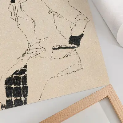 Wandposter Porträt einer Frau von Egon Schiele als Strichzeichnung aus der Sammlung des Metropolitan Museum of Art