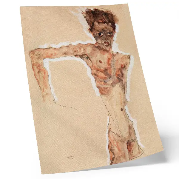 Nackter Mann: Selbstporträt (1911) von Egon Schiele Poster des Gemäldes aus der Sammlung des Metropolitan Museum of Art