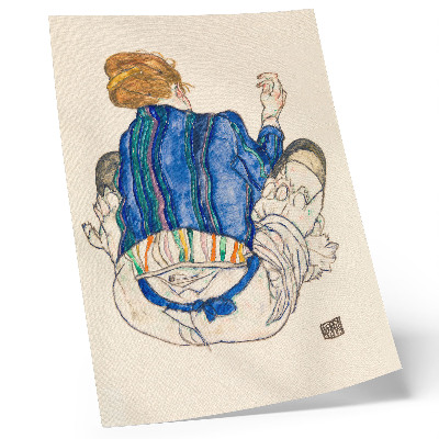 Kunstdruck leinwand Sitzende Frau, Rückansicht (1917) von Egon Schiele – eine weibliche Strichzeichnung aus der Sammlung des Metropolitan Museum of Art