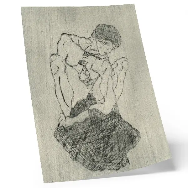 Egon Schieles Grafik (1971) Poster einer femininen Strichzeichnung von Egon Schiele aus der Sammlung des Metropolitan Museum of Art