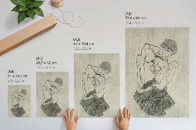 Poster „Egon Schieles Grafik“ (1971) von Egon Schiele – eine feminine Strichzeichnung aus der Sammlung des Metropolitan Museum of Art.