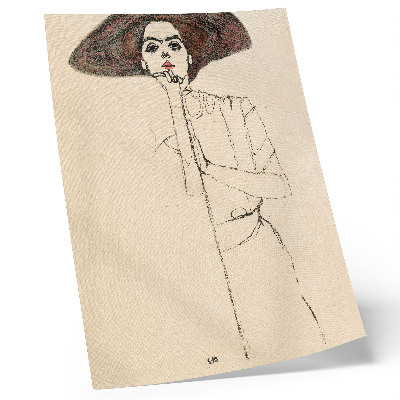 Kunstdruck leinwand Porträt einer Frau (1910) von Egon Schiele – eine weibliche Strichzeichnung aus der Sammlung des Metropolitan Museum of Art.