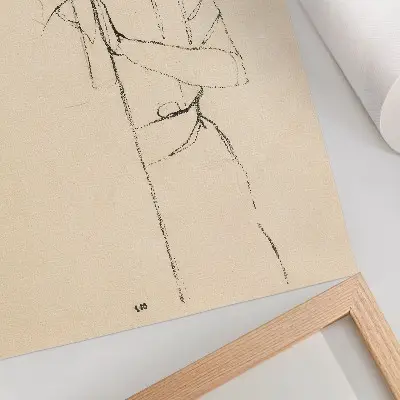 Kunstdruck auf Leinwand Porträt einer Frau von Egon Schiele aus dem Jahr 1910 als weibliche Strichzeichnung aus der Sammlung des Metropolitan Museum of Art