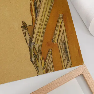 Wandposter Vorderansicht des Gebäudes (Haus in Krumau) von Egon Schiele (1910)