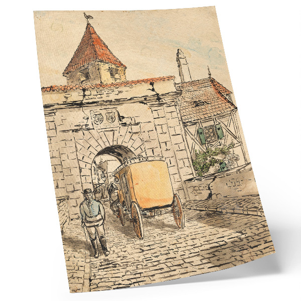 Poster Stadttor mit Kutsche (Studentenarbeit) von Egon Schiele