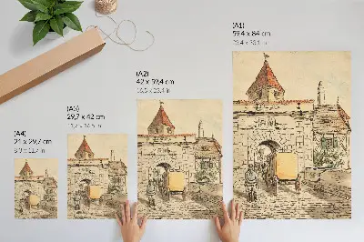 Poster Stadttor mit Kutsche von Egon Schiele