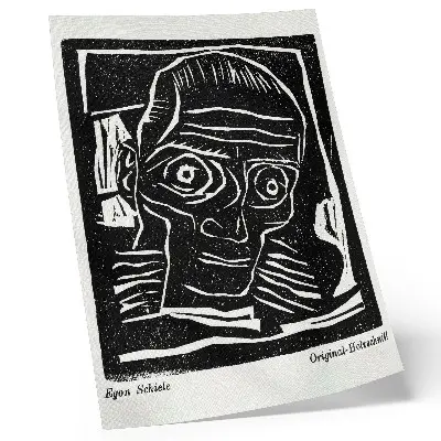 Kunstdruck auf Leinwand Abstrakte Illustration eines Kopfes von Egon Schiele aus der Zeitschrift Die Aktion, Jahrgang 6, Nr. 39/40 von 1916