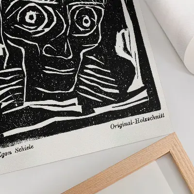 Kunstdruck auf Leinwand Abstrakte Illustration eines Kopfes von Egon Schiele aus der Zeitschrift Die Aktion, Jahrgang 6, Nr. 39/40 von 1916