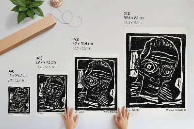Kunstdruck auf Leinwand Abstrakte Illustration eines Kopfes von Egon Schiele aus der Zeitschrift Die Aktion, Jahrgang 6, Nr. 39/40 von 1916