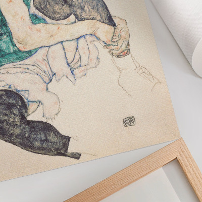Wandposter Sitzende Frau mit angezogenem Knie (1917) von Egon Schiele