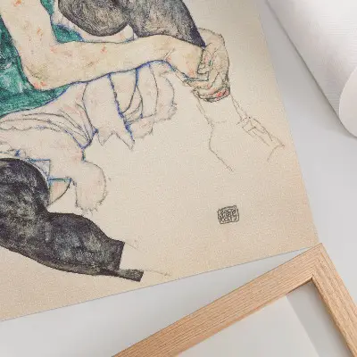 Wandposter Sitzende Frau mit angezogenem Knie von Egon Schiele aus dem Jahr 1917