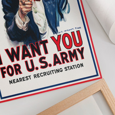 Poster Steckbrief für amerikanische Soldaten, eine ästhetische Lithografie von James Montgomery Flagg