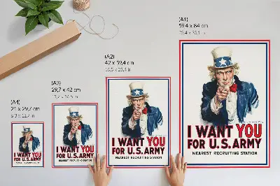 Poster Steckbrief für amerikanische Soldaten als ästhetische Lithografie von James Montgomery Flagg