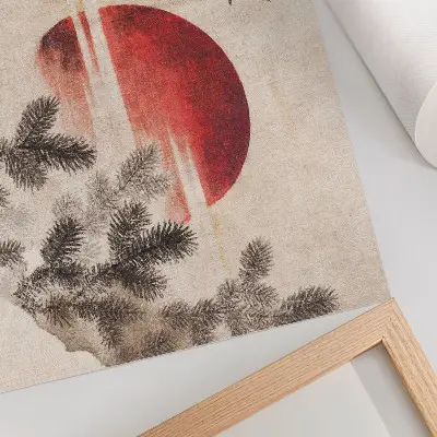 Poster Vögel und Sonnenuntergang von Katsushika Hokusai aus dem Skizzenalbum von 1814