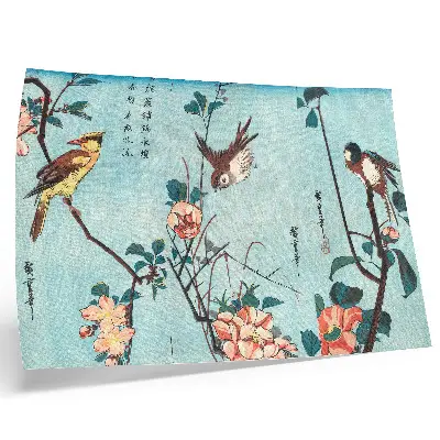Kunstdruck Japanische Vögel und Blumen historische Holzschnitte von Utagawa Hiroshige aus dem Jahr 1833