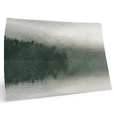 Neblige Waldlandschaft am See Kunstdruck als Poster