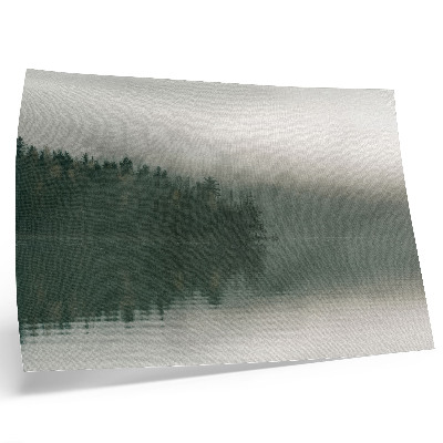 Poster kunstdruck Neblige Waldlandschaft am See