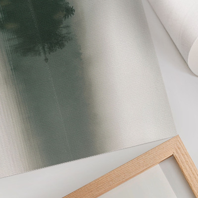 Poster kunstdruck Neblige Waldlandschaft am See
