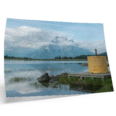 Kunstdruck Poster mit Motiv Berge, See, Wolken und Brücke