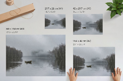 Kunstdruck poster Himmel und Wasser, Nebel und Bäume, Frieden und Stille
