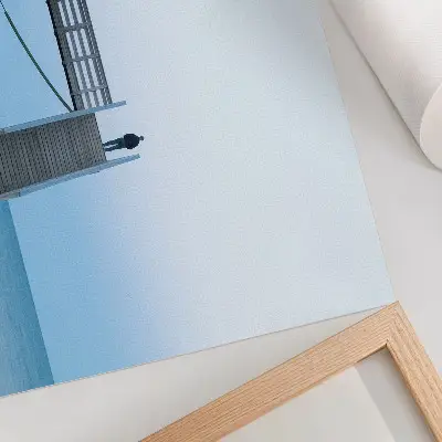 Kunstdruck Poster Minimalismus mit einer Person auf einer Treppe in der Architektur