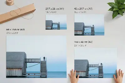 Kunstdruck Poster Minimalismus mit einer Person auf einer Treppe in der Architektur