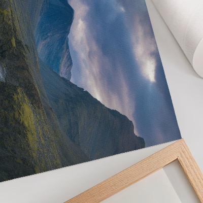Poster Berge in den Wolken, blauer Frieden, Natur