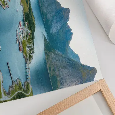 Kunstdruck Fjorde Berge Stadt friedliche harmonische Landschaftsdarstellung