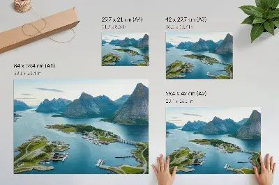 Kunstdruck Fjorde Berge Stadt friedliche harmonische Landschaftsdarstellung