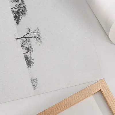 Kunstdruck Winterlandschaft minimalistische Darstellung mit Bäumen und Frieden