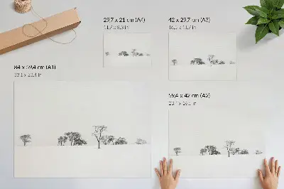 Kunstdruck Winterlandschaft minimalistische Darstellung mit Bäumen und Frieden