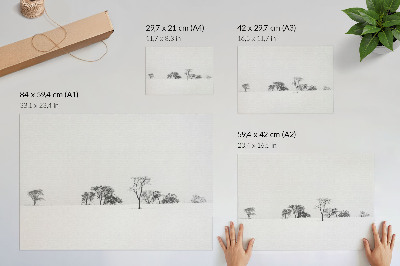 Poster kunstdruck Minimalistische Winterlandschaft mit Bäumen und Frieden