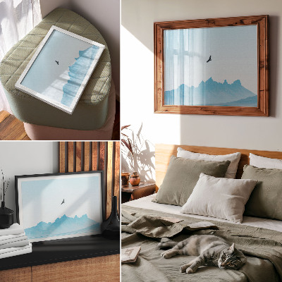 Kunstdruck poster Minimalistische Bergvogellandschaft