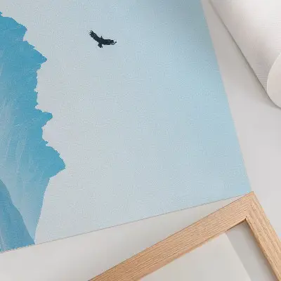 Minimalistische Bergvogellandschaft Kunstdruck als poster