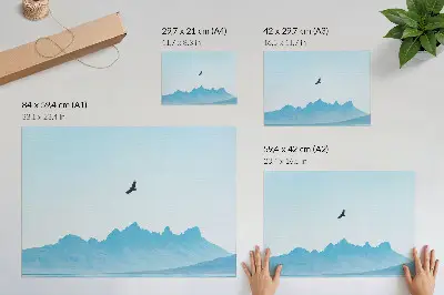 Minimalistische Bergvogellandschaft Kunstdruck als poster