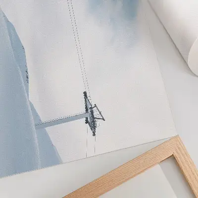 Kunstdruck Poster mit Bergen, Seilbahn, Himmel und dynamischem Farbkontrast