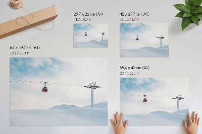 Kunstdruck poster Berge, Seilbahn, Himmel, dynamischer Farbkontrast