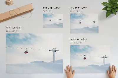 Kunstdruck Poster mit Bergen, Seilbahn, Himmel und dynamischem Farbkontrast