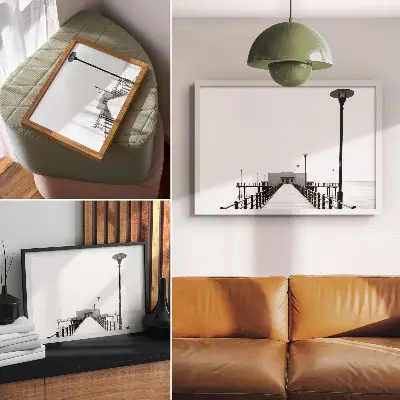 Poster minimalistische Brücke mit geradliniger Architektur