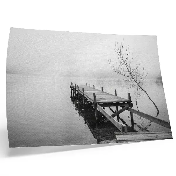 Kunstdruck hölzerner Steg vor einem ruhigen See