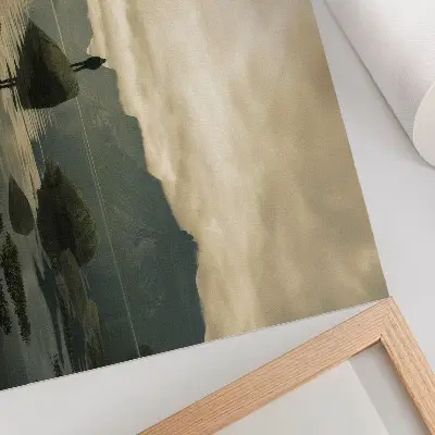 Kunstdruck Berge und See friedliche Harmonie der Natur mit Mensch