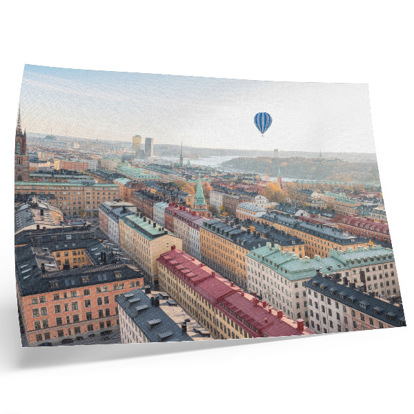 Kunstdruck poster Bunte Stadtballons über dem Himmel