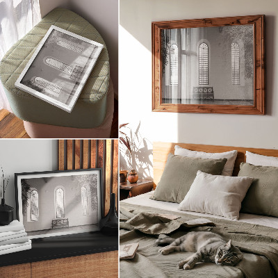 Poster Minimalistisches Interieur mit Fenstern und Pflanzen