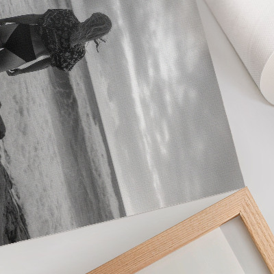Kunstdruck poster Schwarz-Weiß-Szene mit einer Figur am Wasser