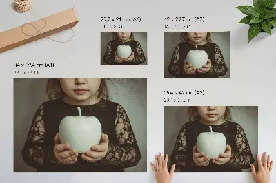 Poster Mädchen mit weißer Frucht und geheimnisvoller Atmosphäre