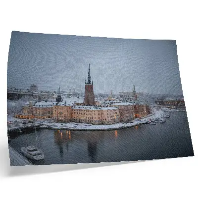 Kunstdruck Poster Winterstadt mit malerischer Architektur und Harmonie