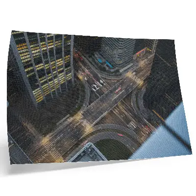 Kunstposter Stadtpanorama bei Nacht Moderne Darstellung nächtlicher Lichter aus der Vogelperspektive